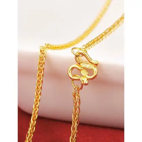 珠宝王国zbwg珠宝首饰黄金项链足金肖邦链配链男女款足金锁骨链足金