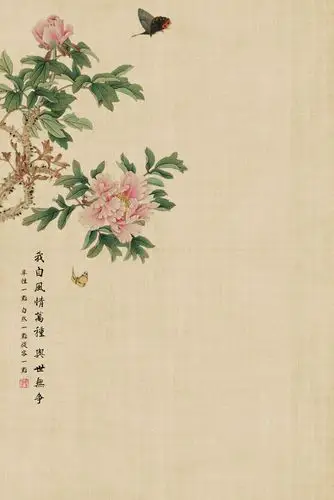 工笔画花朵绘画psd素材