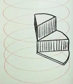 使用两点透视绘制螺旋楼梯