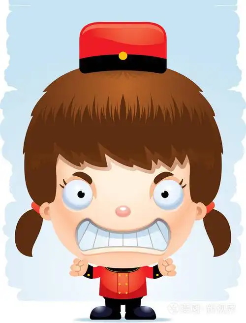 一个卡通插图的女孩旅馆愤怒的表情