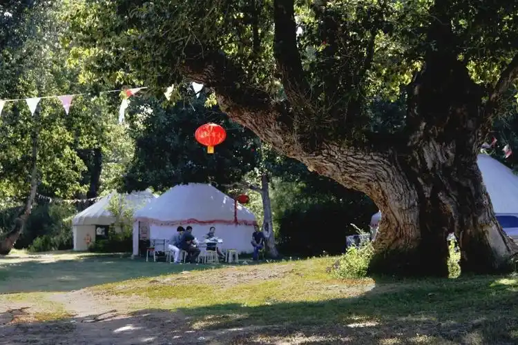 夏天在蒙古包里乘凉的人们