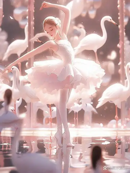 唯美插画芭蕾女孩头像天鹅湖中的孤单旋律