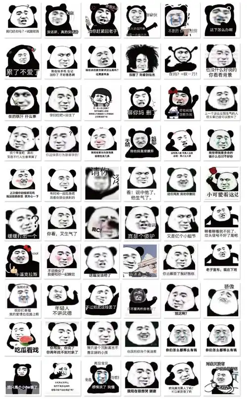 60张熊猫头表情包贴纸水杯笔记本文具搞笑流行语防水装饰手账贴纸