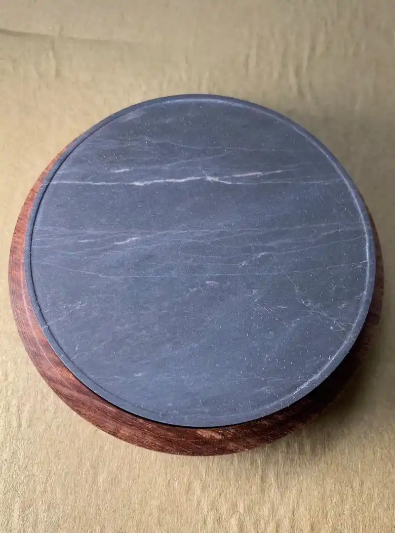 端砚老坑圆砚全青花 - 抖音