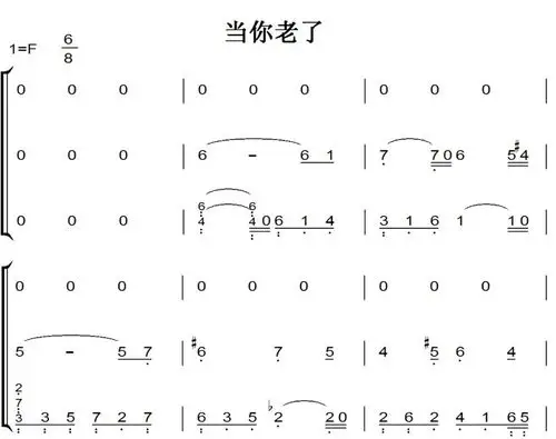 当你老了 弹唱版 钢琴谱 钢琴简谱 双手简谱 伴奏谱 下载