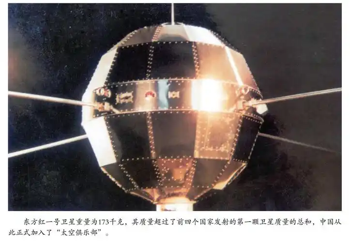 1970年4月24日,中国酒泉,中国第一颗人造地球卫星"东方红一号"代表