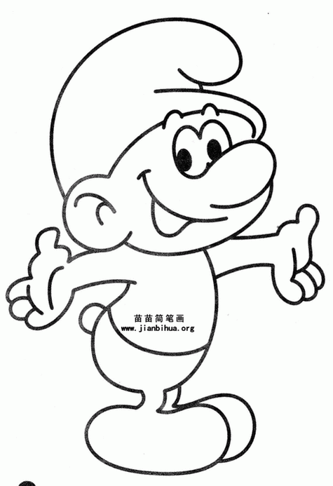 卡通人物蓝精灵简笔画