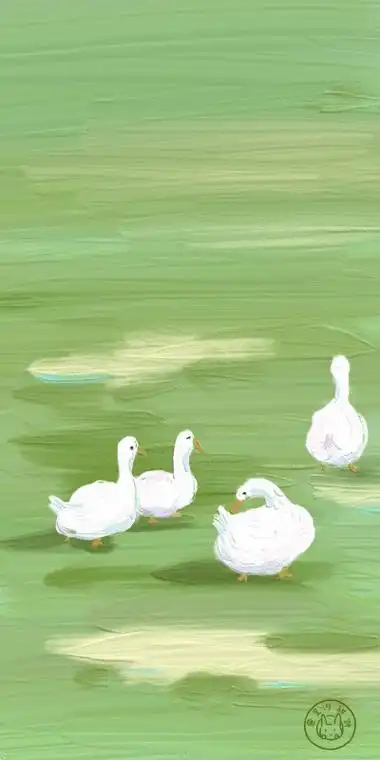 油画壁纸 - cr:@星河甜饼 插画 素材 ins 韩系 可爱 简约 手绘 动漫