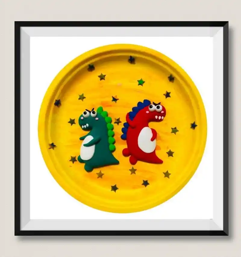 盘子贴画样品,儿童创意画 每日一更,持续更新超轻粘土作品(3007