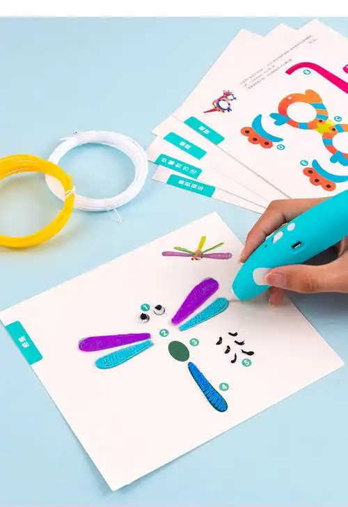 得力3d打印笔儿童款卡通低温多功能立体绘画充电耗材临摹画册套装子芒