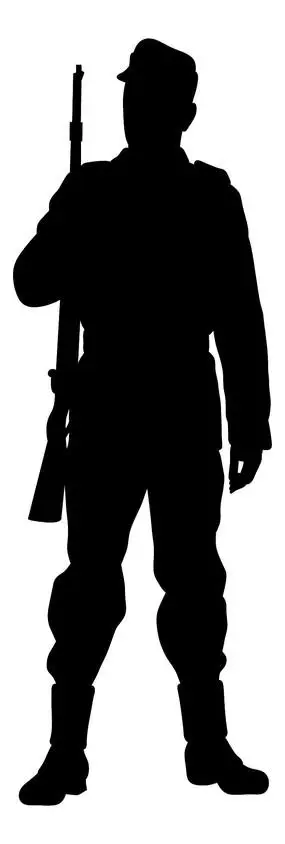 黑色持枪的军人剪影