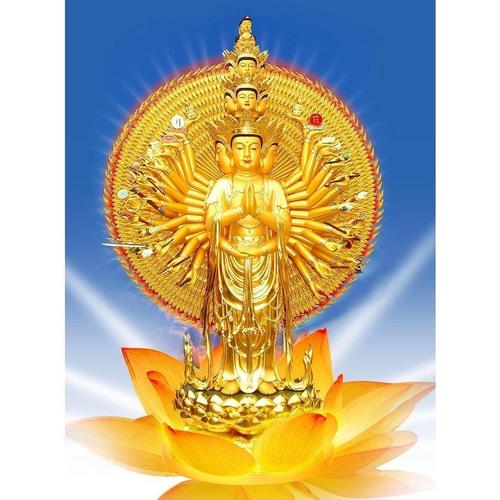 结缘佛教画像千手观音画像图佛像千手千眼观世音菩萨画像相纸塑封