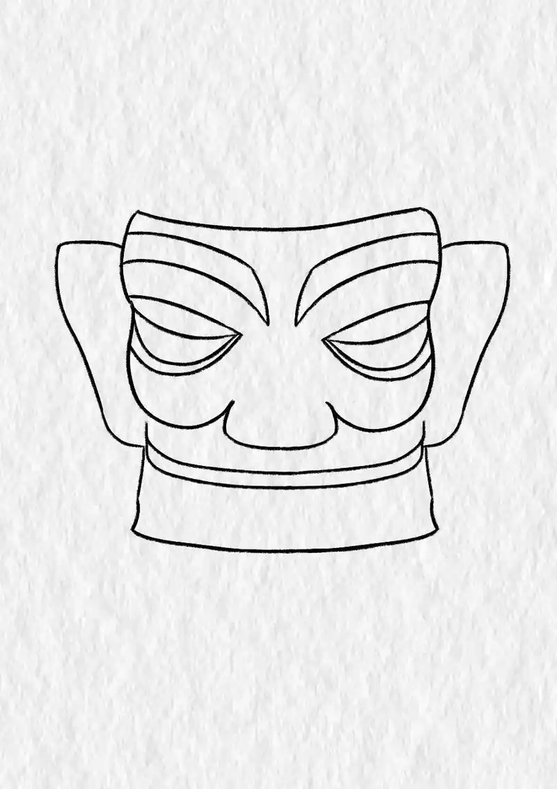 超简单的三星堆青铜大面具简笔画,快来画吧.#抖音创作者大会 - 抖音