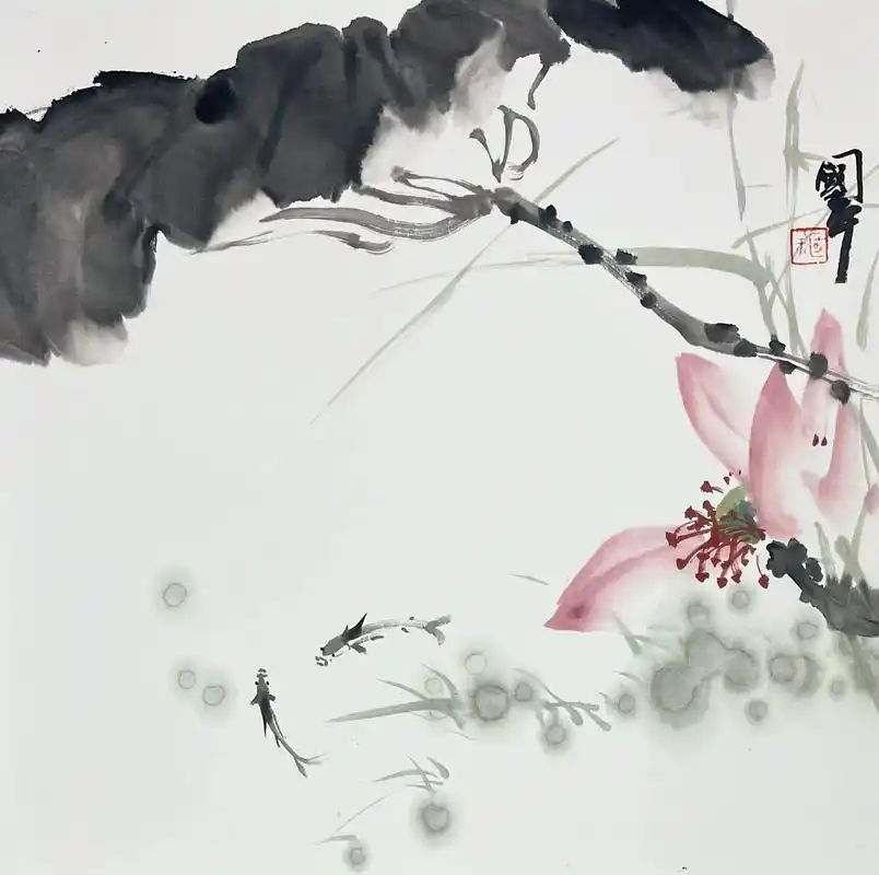 几张斗方写意荷花图,你喜欢哪一张呢?#国画教程 #花鸟画 # - 抖音