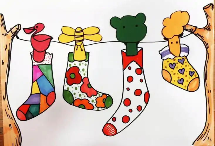 原创可爱袜子儿童创意画