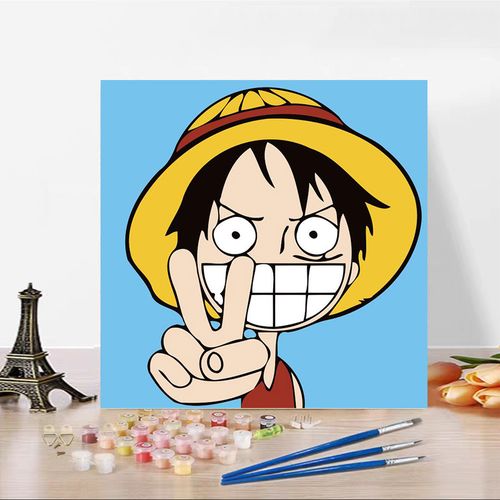 diy数字油彩画填充手工儿童填色画小尺寸卡通动漫海贼王路飞画画