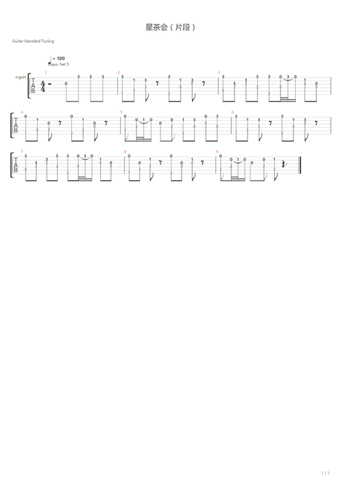 星茶会(片段)吉他谱(gtp谱,指弹,独奏)_灰澈