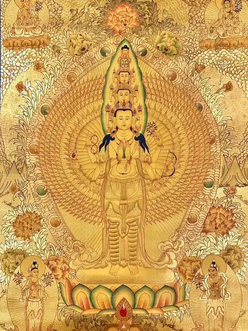 金箔唐卡精美金箔千手观音画芯尺寸537