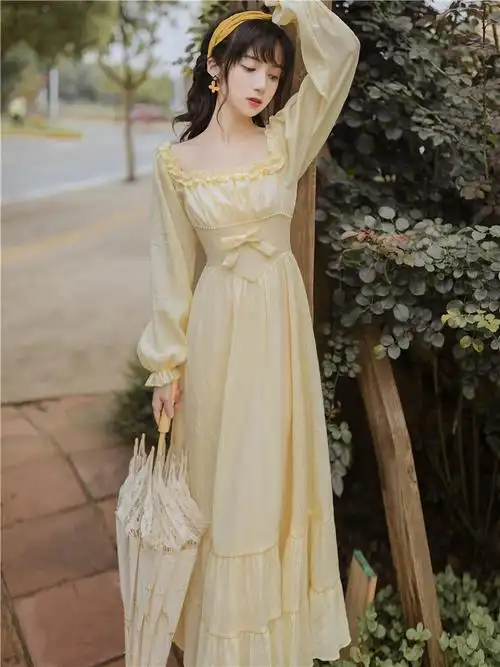 仙的法式晚礼服裙仙宴会森系甜美美少女连衣裙简约连衣裙