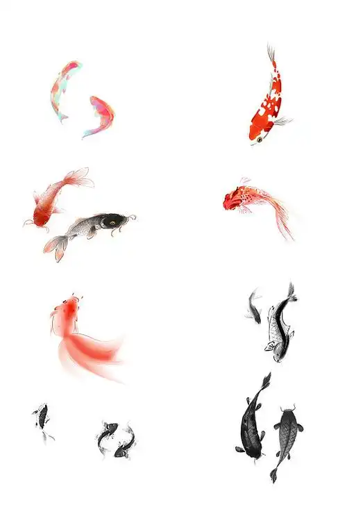 水墨风鱼素材免抠