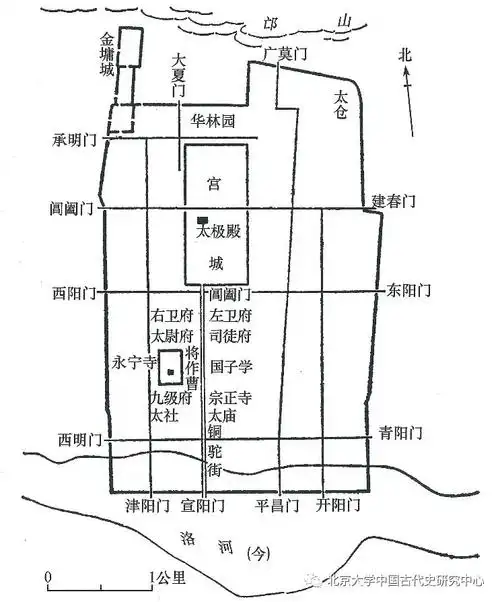 北魏洛阳城平面图太和二十三年四月,宣武帝采纳彭城王勰所上谥议,上孝