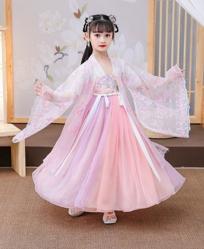 女童汉服春夏季连衣齐胸襦裙女孩古装春樱公主飘逸中国风古风裙子