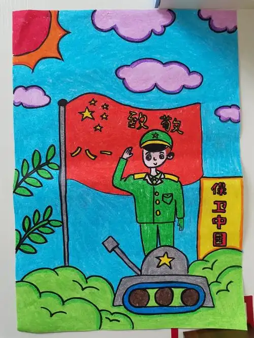 万江新村幼儿园"向军人致敬"绘画比赛
