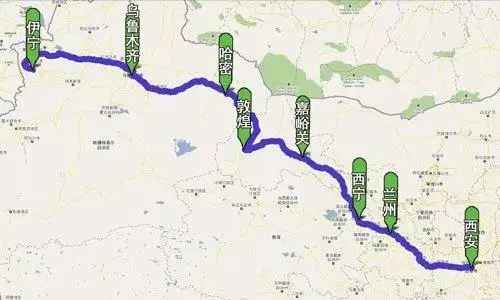 丝绸之路主题简介:该路线起点在西安,终点在伊犁.