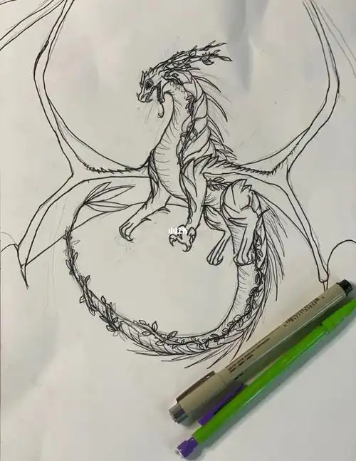 我泡泡浴的功夫小四画好了一条司藤龙