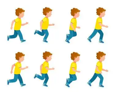运行男孩动画雪碧组.8 帧循环照片