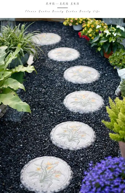 花园草坪汀步石脚踏板阳台创意地砖布置青石户外庭院子新中式装饰 6块