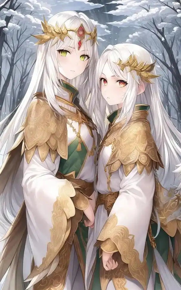 日系双子座白发天使ai插.#二次元壁纸#二次 - 抖音