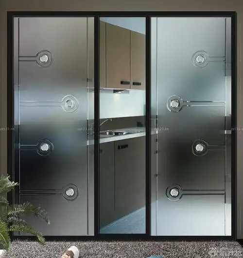 小户型厨房推拉门黑色门框装修设计图片_设计456装修效果图