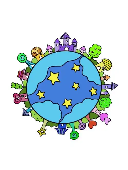 儿童创意简笔画地球家园