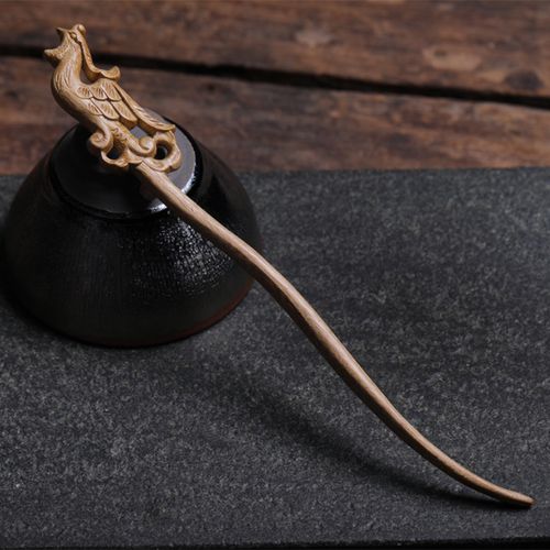 金丝楠木凤舞发簪古典古装汉服头饰小叶桢楠木质盘发国风发钗