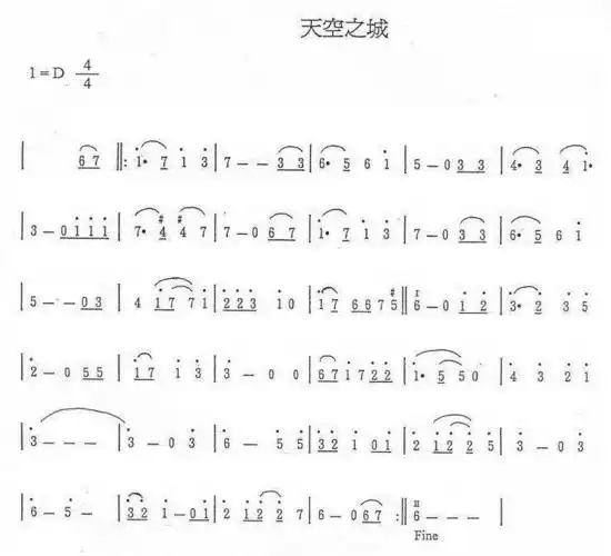 《天空之城》钢琴简谱