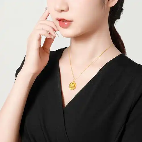 梦金园优雅花朵黄金吊坠芙蓉花足金挂坠显大5d无氰工艺硬金花坠子女士