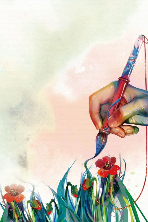 水彩风绘画艺术班招生海报背景psd