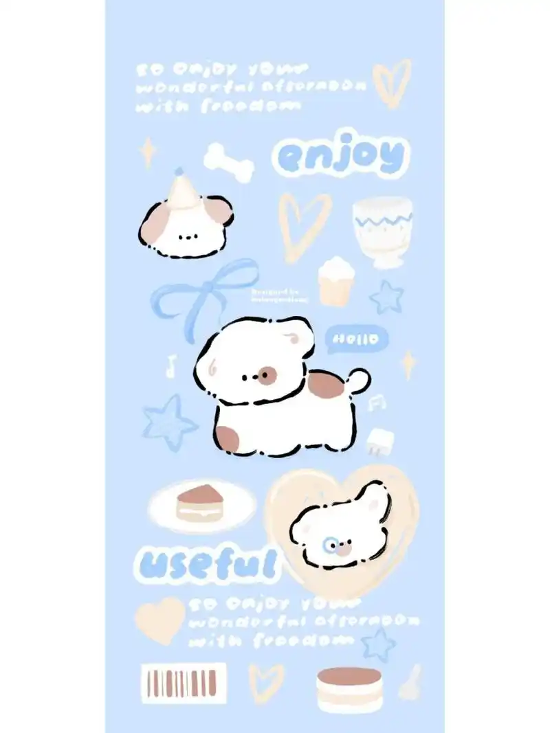 小狗狗的早餐系列蓝底版 #ins风壁纸# #ins风# #小狗插画# #小狗壁纸