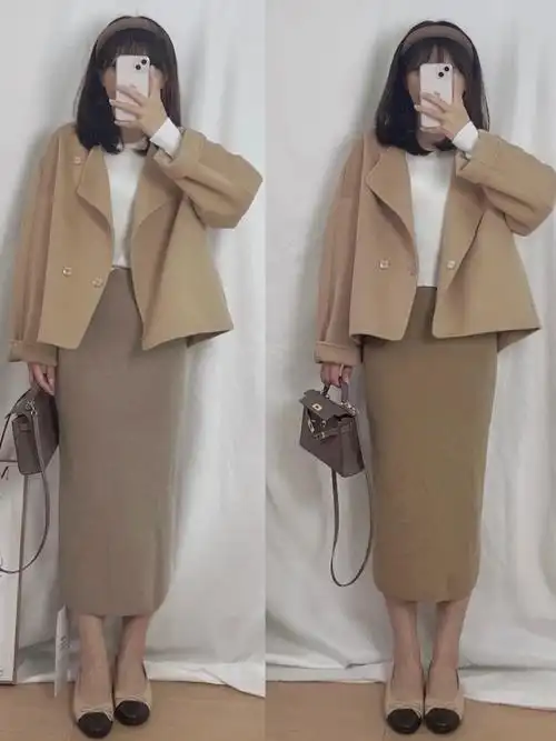 jill大姐姐杜维埃燕麦色和卡其色对比