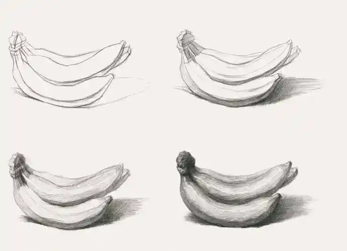 素描香蕉怎么画一步一步教 素描香蕉画法教程 - 入门基础 - 52思兴