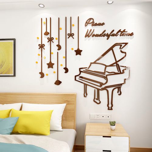 钢琴艺术培训班墙面装饰音乐教室背景墙布置立体墙画琴行墙贴纸画