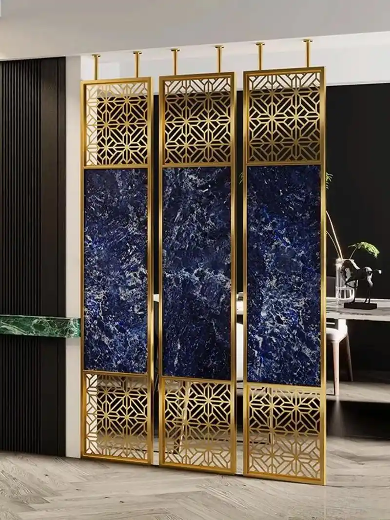 新中式金属镂空禅意格栅遮挡隔断屏风中式元 - 抖音