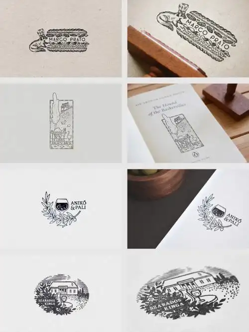 一组手绘风格logo设计