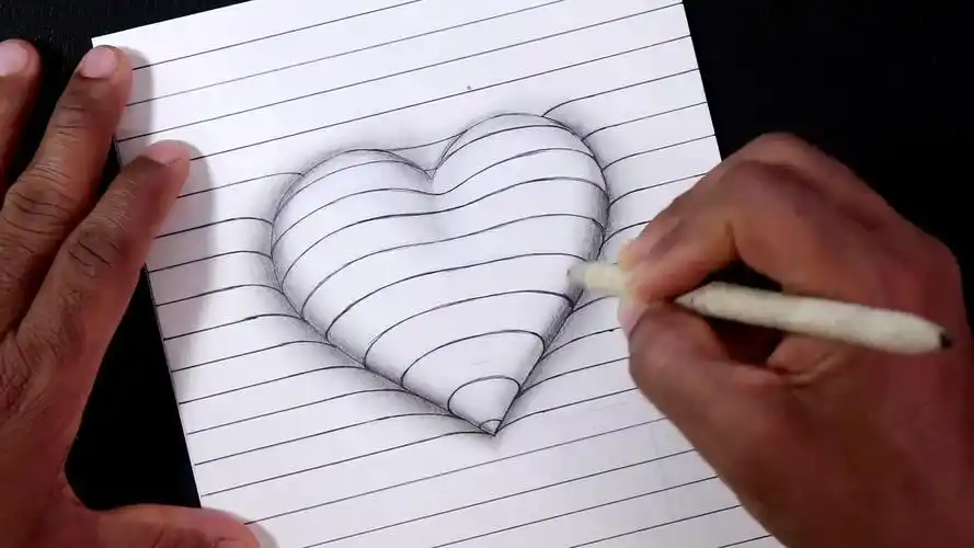 如何画一个3d的爱心在纸上