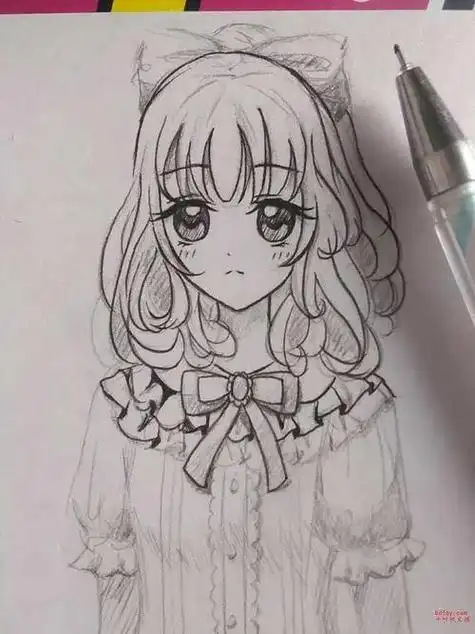 动漫人物简笔画短发女孩学生