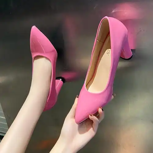 35-45码 大码女鞋高跟鞋女新款时尚单鞋女浅口细跟婚礼宴会婚鞋44