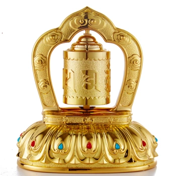 转经轮西藏财宝转金桶铜佛堂家用摆件德田合金太阳能