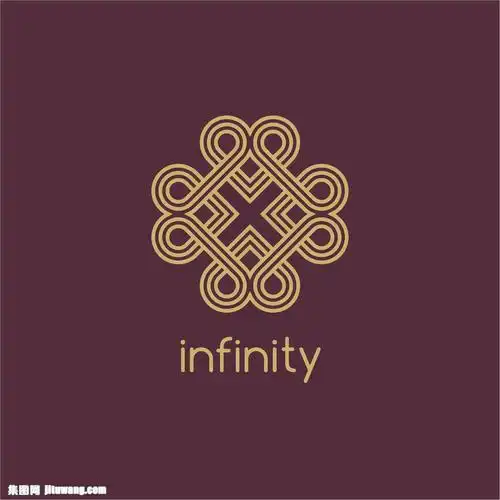 心形中国结花纹标志矢量图片,怀旧复古花纹logo,花纹花边标志,古典