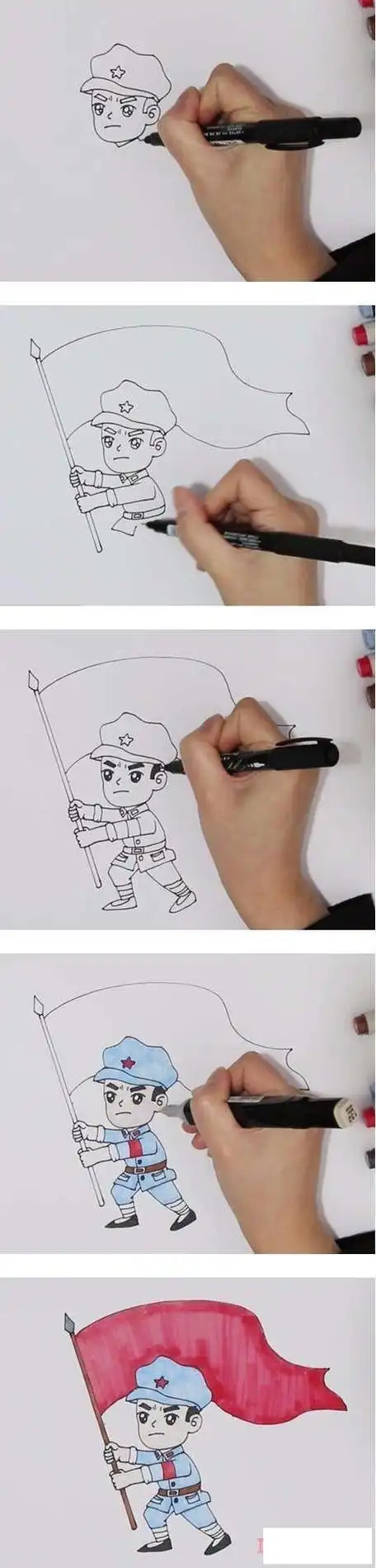 儿童红军长征简笔画纪念长征胜利简笔画长征的故事图简笔画红军小红军